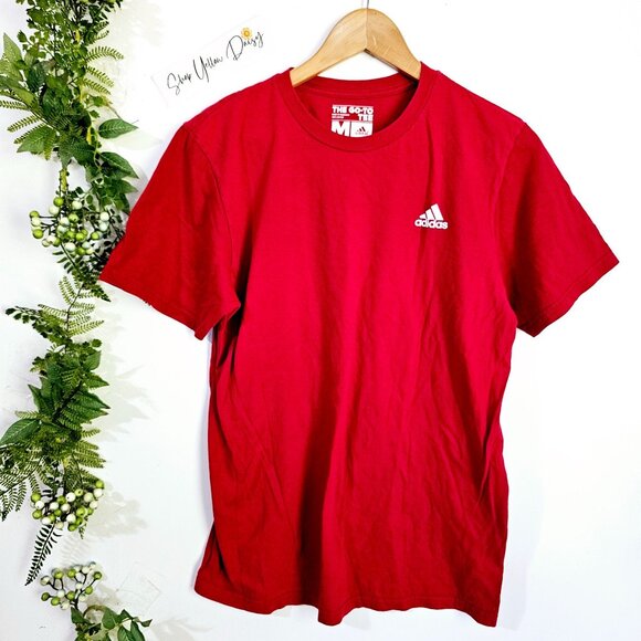 Adidas Mens Red Short Sleeve Go-To Tee‎ 100% Cotton Size M ~SS90.5 - Picture 1 of 3